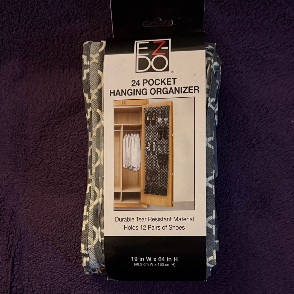 NEW. Gray & White 24-Pocket Hanging Organizer